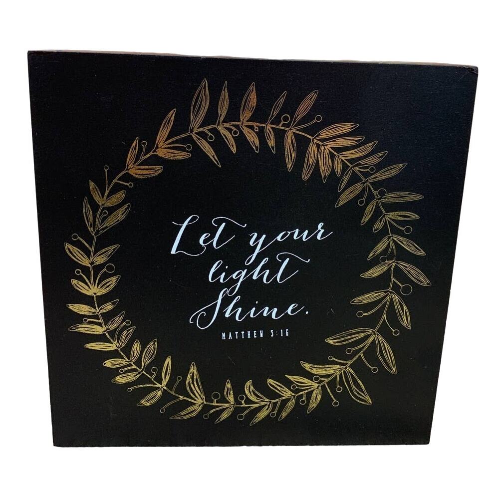 Let Your Light Shine Matthew Bible Verse Quote Wooden Artwork Desk Art Box